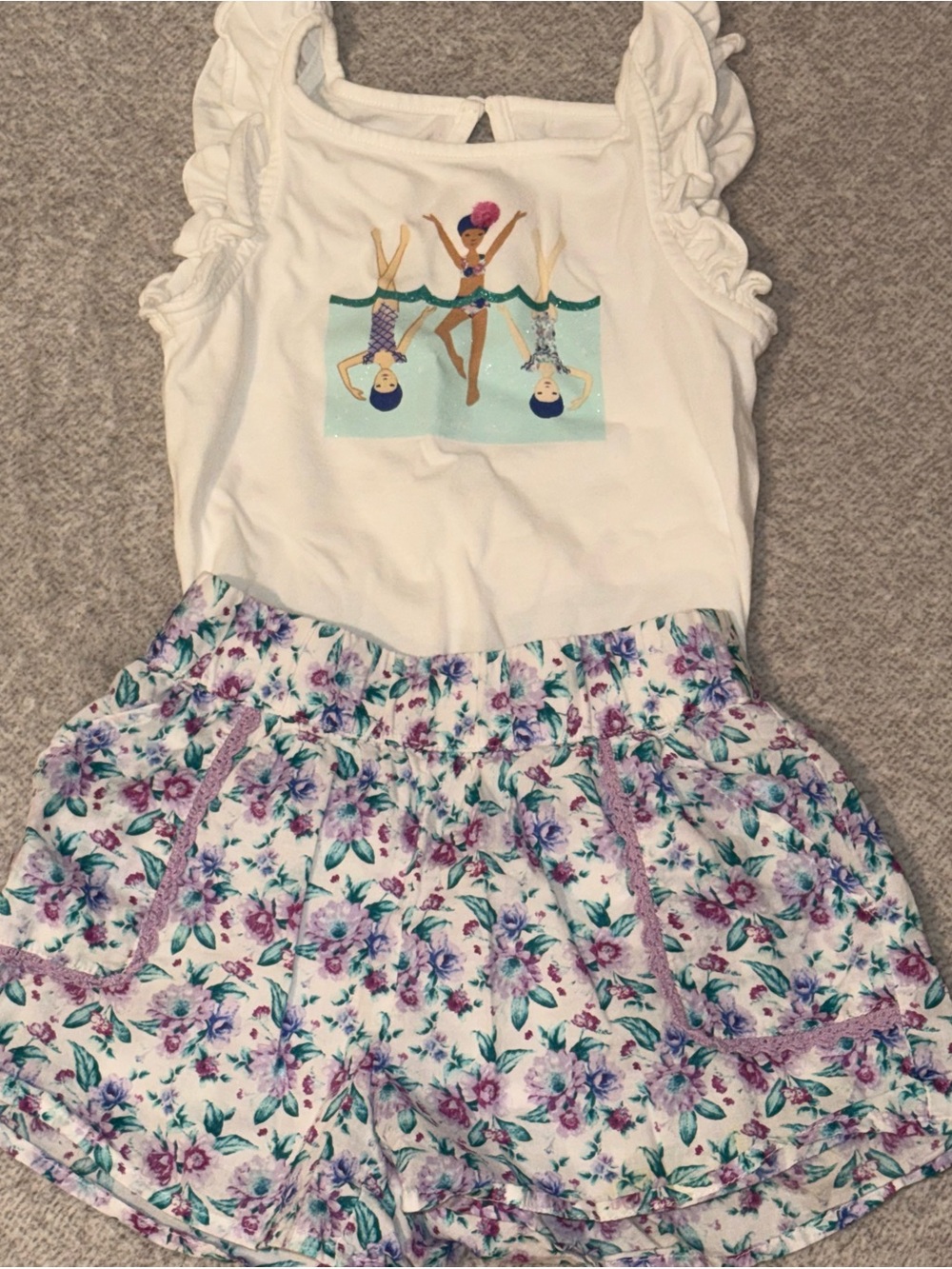 Janie and Jack White Tank with Floral Shorts
